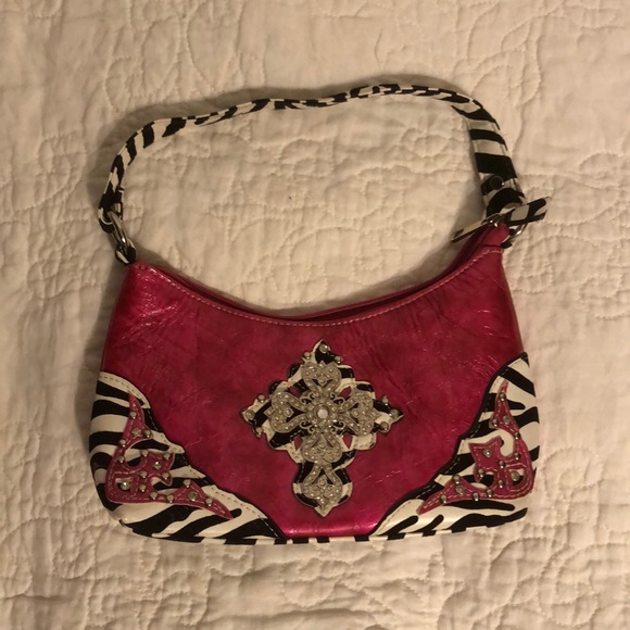 Handbags - Pink and zebra bling cross purse